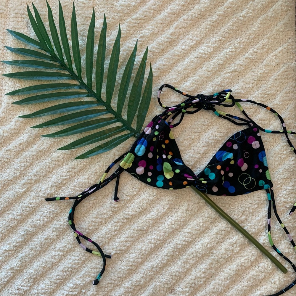 Victoria’s Secret Swim | Essential Tie Bandeau Top | Black/Neon | XS